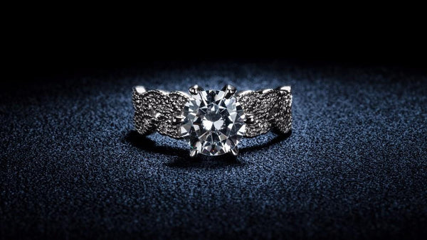 Silver Leaf Crystal Ring