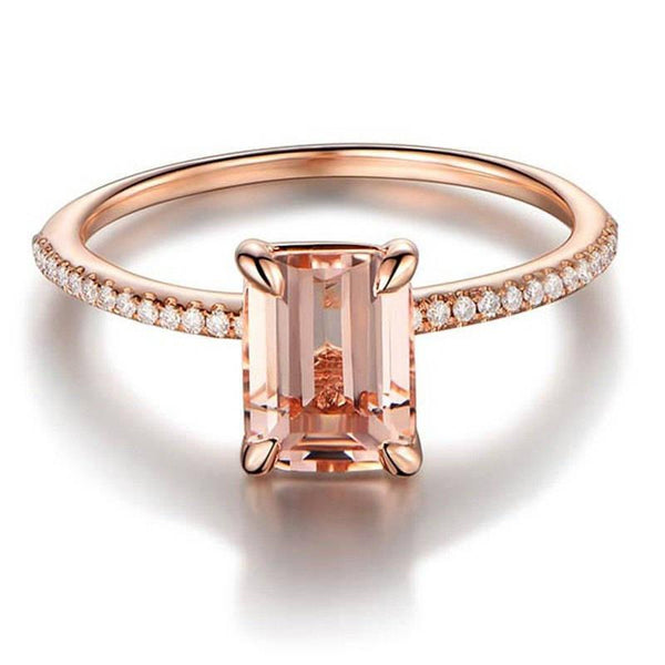 Peach Crystal Ring Set