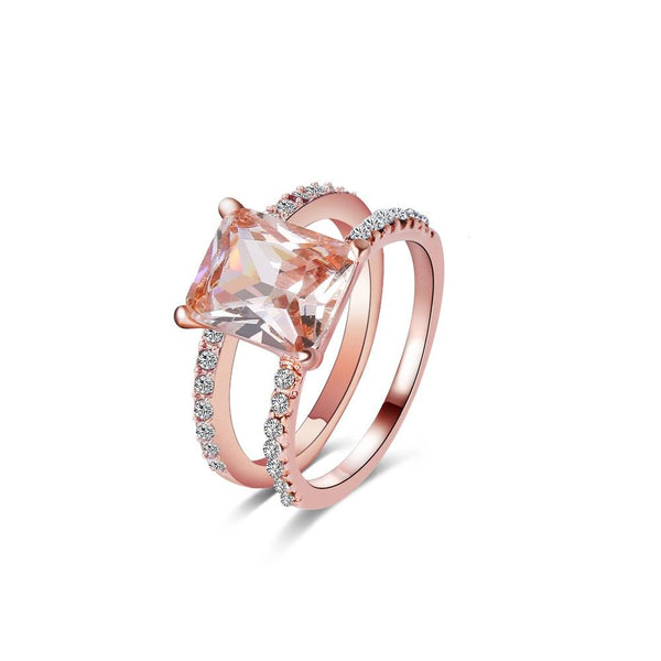 Peach Crystal Ring Set