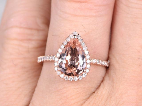 Morganite Droplet Ring