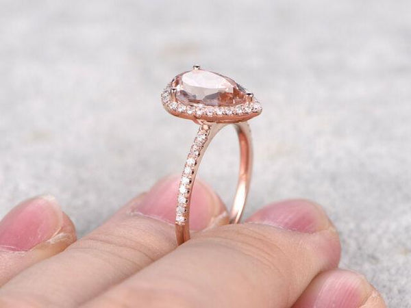 Morganite Droplet Ring