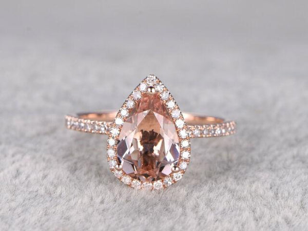 Morganite Droplet Ring