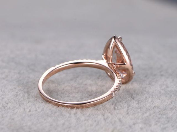 Morganite Droplet Ring