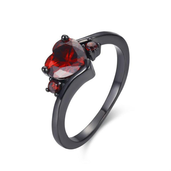 Black Zirconia Heart Ring