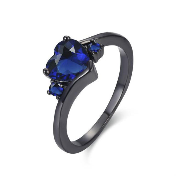 Black Zirconia Heart Ring