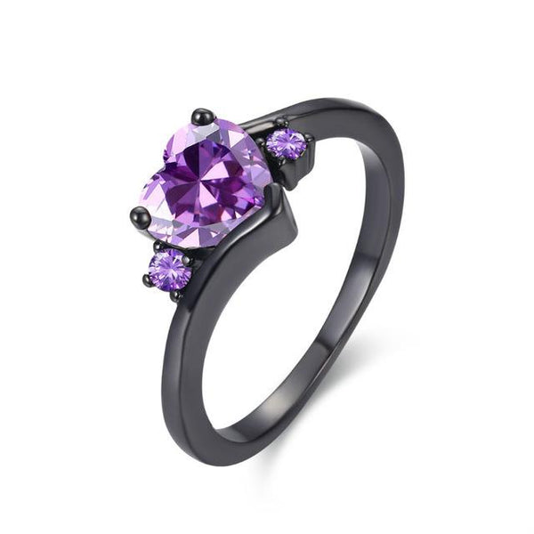 Black Zirconia Heart Ring
