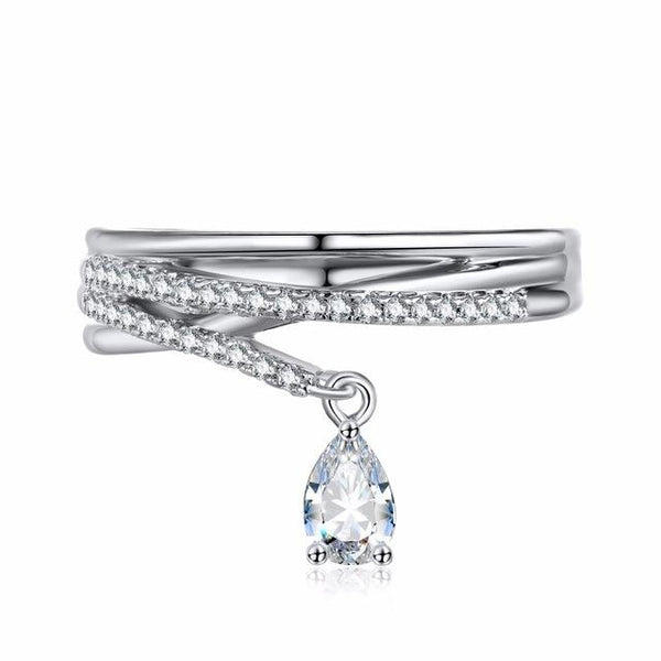 Gem Paved Droplet Ring