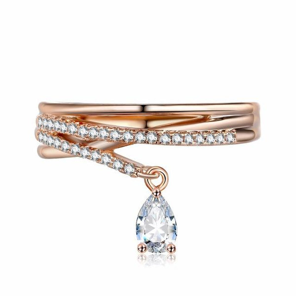 Gem Paved Droplet Ring