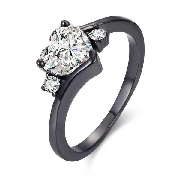 Black Zirconia Heart Ring