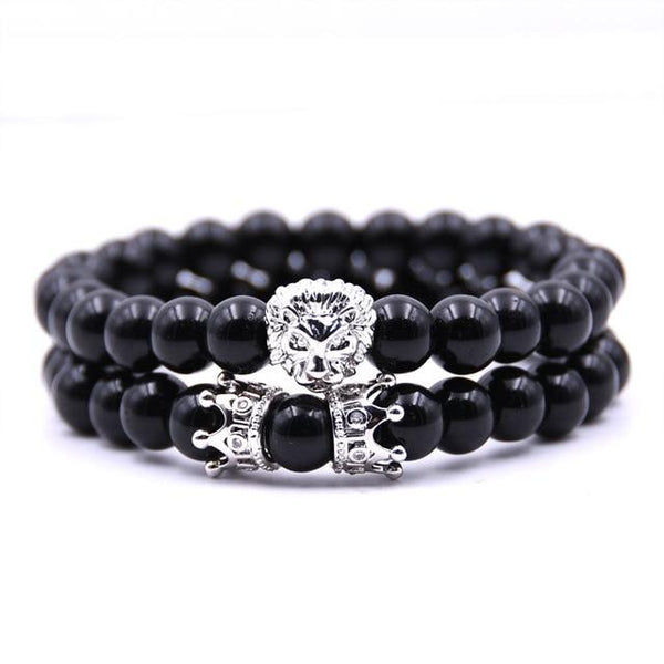 Onyx Lion Crown Bracelet