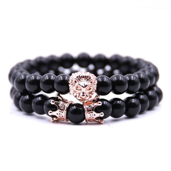 Onyx Lion Crown Bracelet