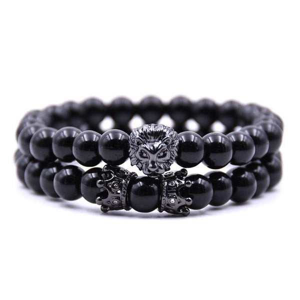 Onyx Lion Crown Bracelet