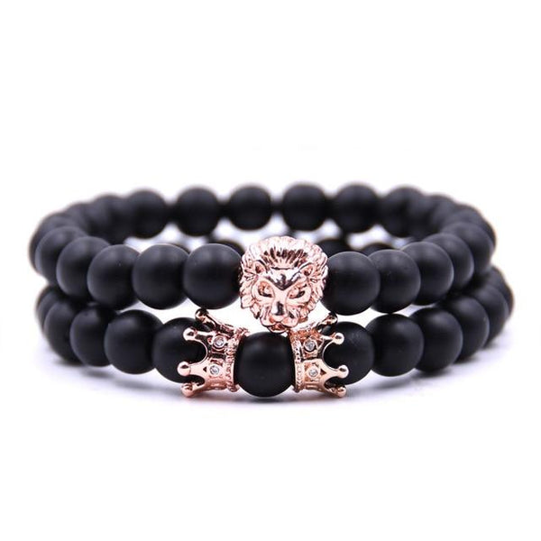 Onyx Lion Crown Bracelet