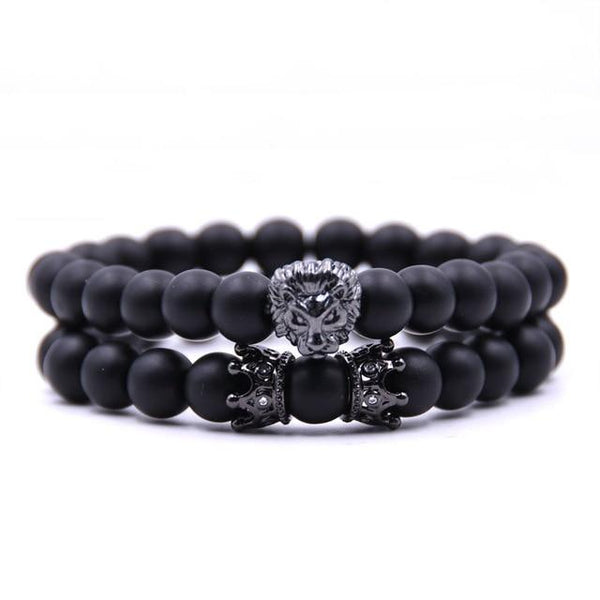 Onyx Lion Crown Bracelet