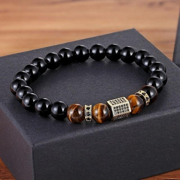 Onyx Cubic Bead Bracelet