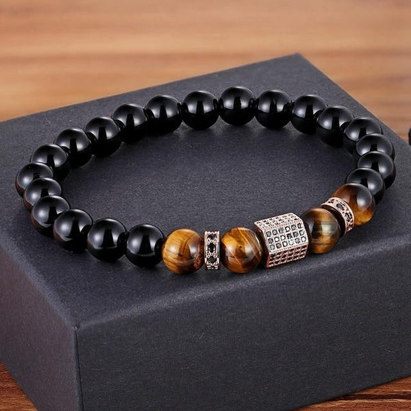 Onyx Cubic Bead Bracelet