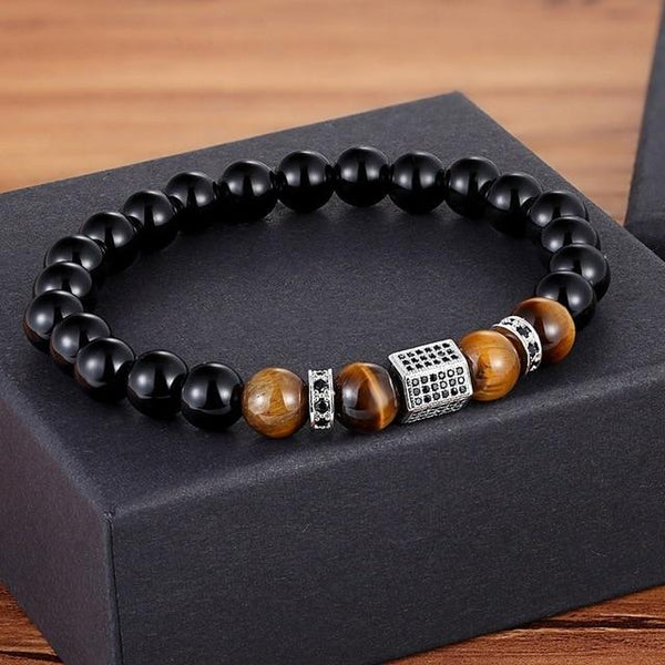 Onyx Cubic Bead Bracelet