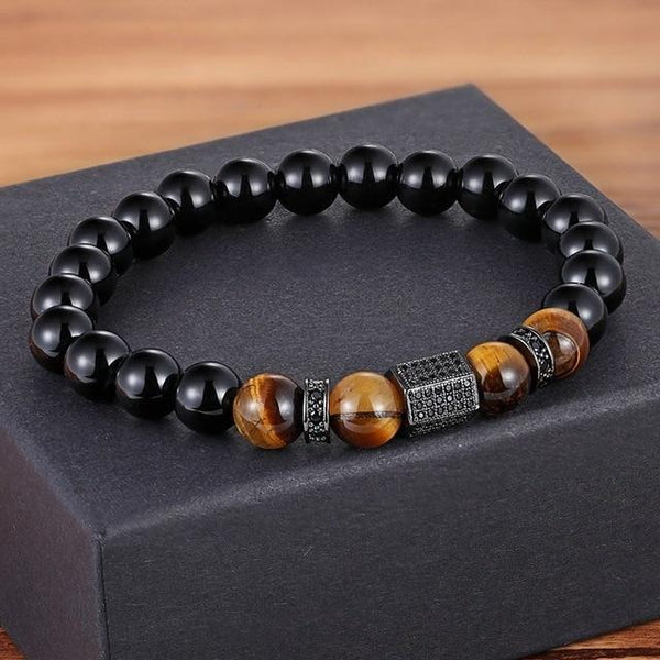 Onyx Cubic Bead Bracelet
