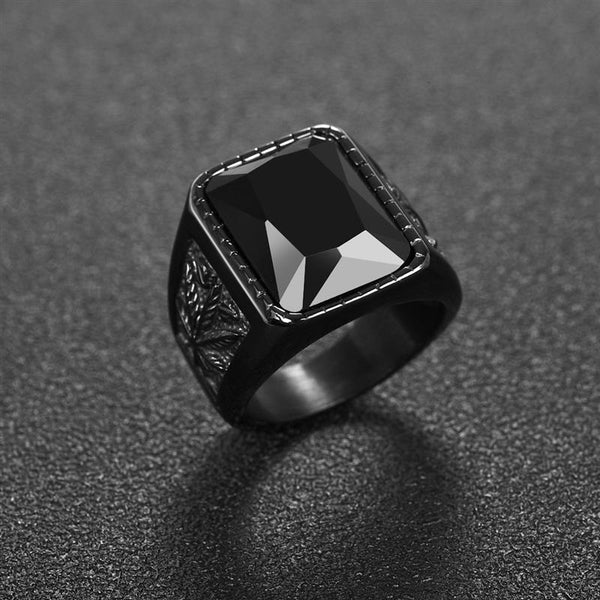 Black Square Stone Ring