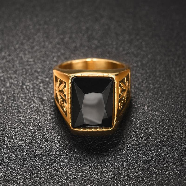 Black Square Stone Ring